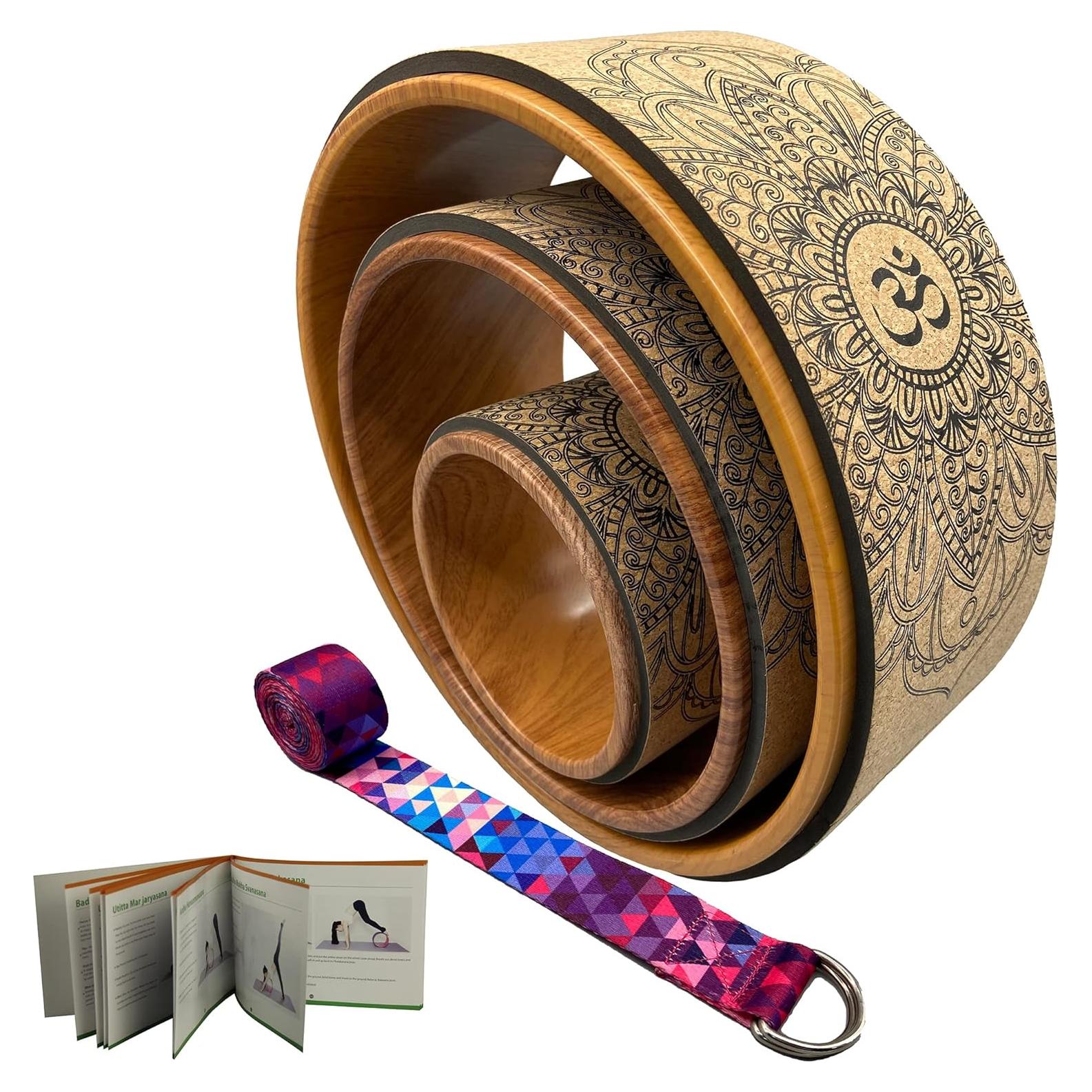 Rueda de Yoga Aozora 33 cm Corcho y Madera - Guía de Posturas