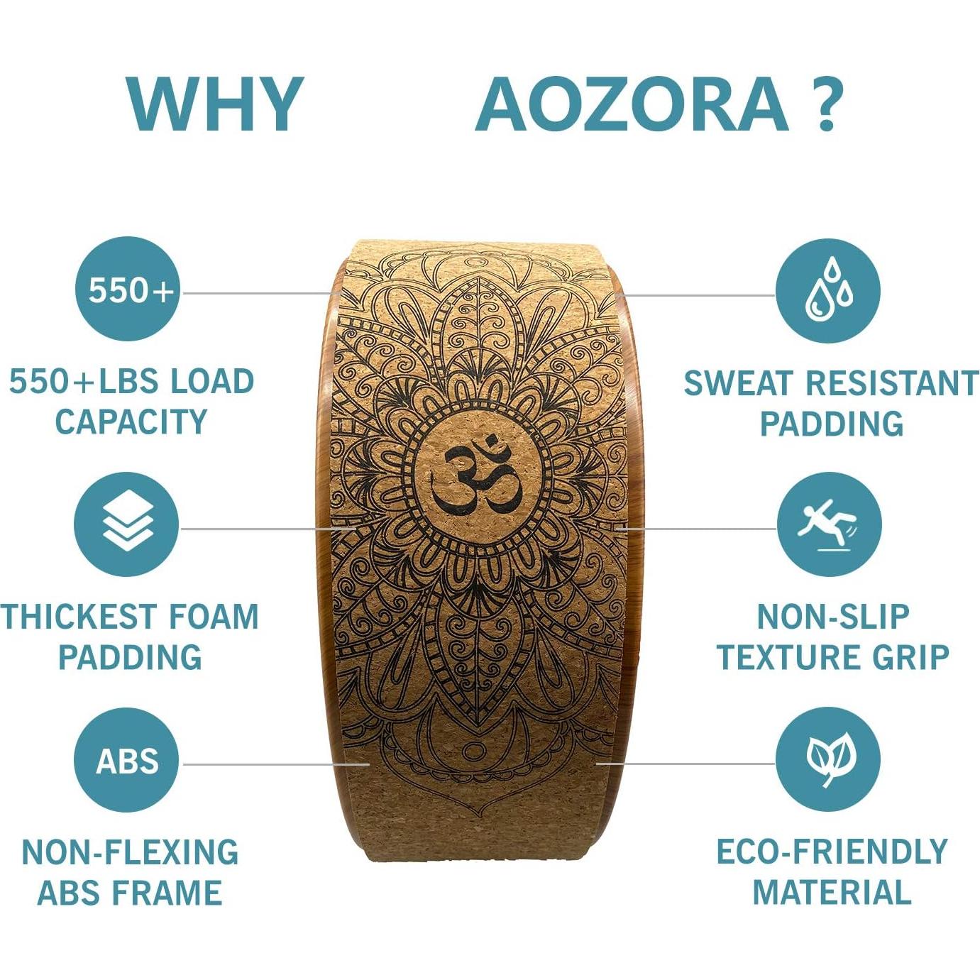 Rueda de Yoga Aozora 33 cm Corcho y Madera - Guía de Posturas