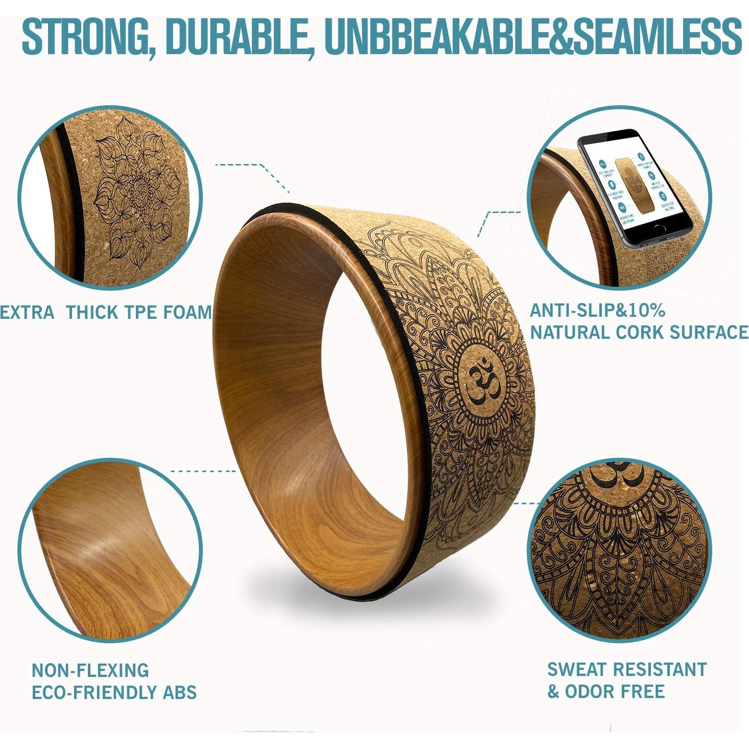 Rueda de Yoga Aozora 33 cm Corcho y Madera - Guía de Posturas