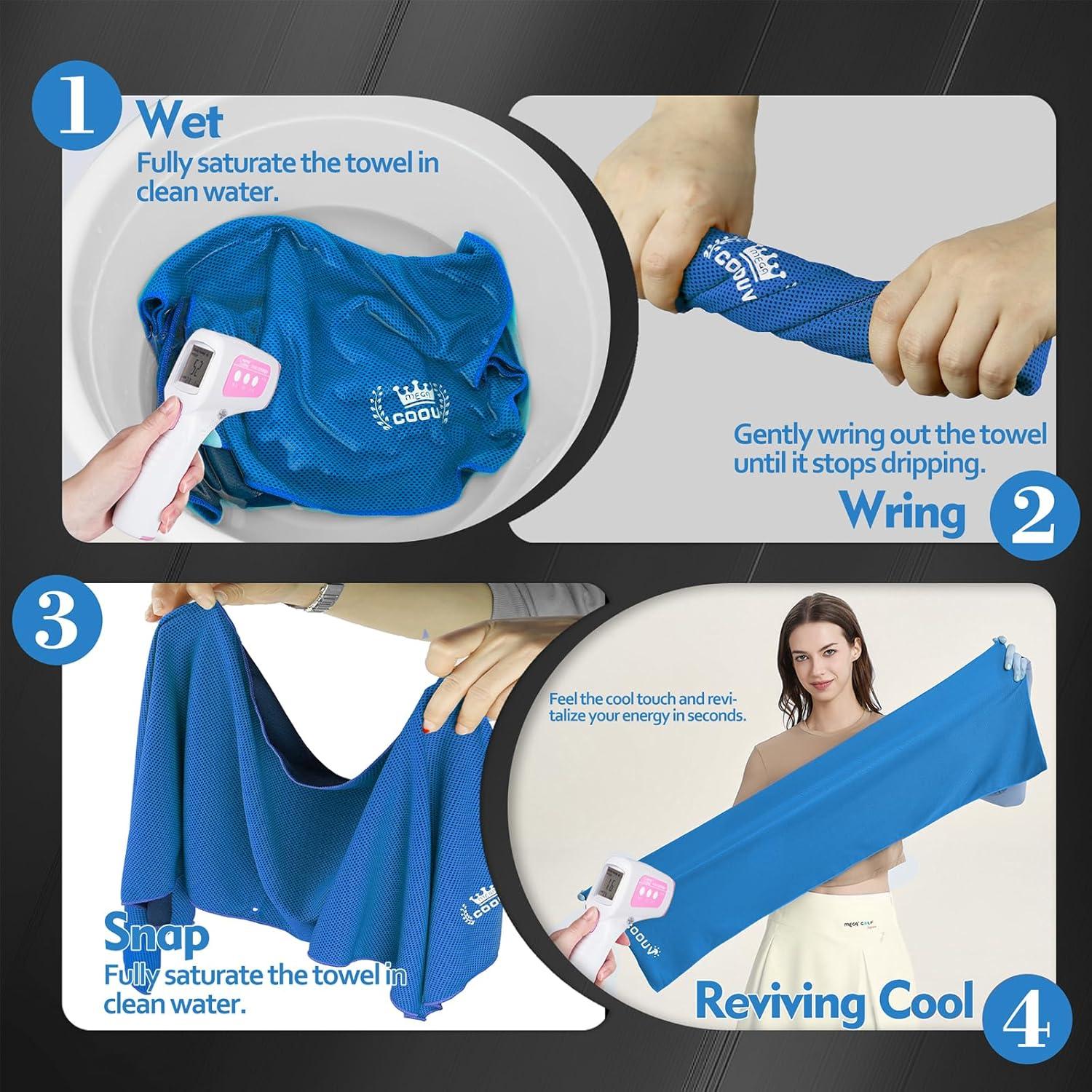 Toallas Refrigerantes COOUV 98x30 cm 2 Paquetes Microfibra