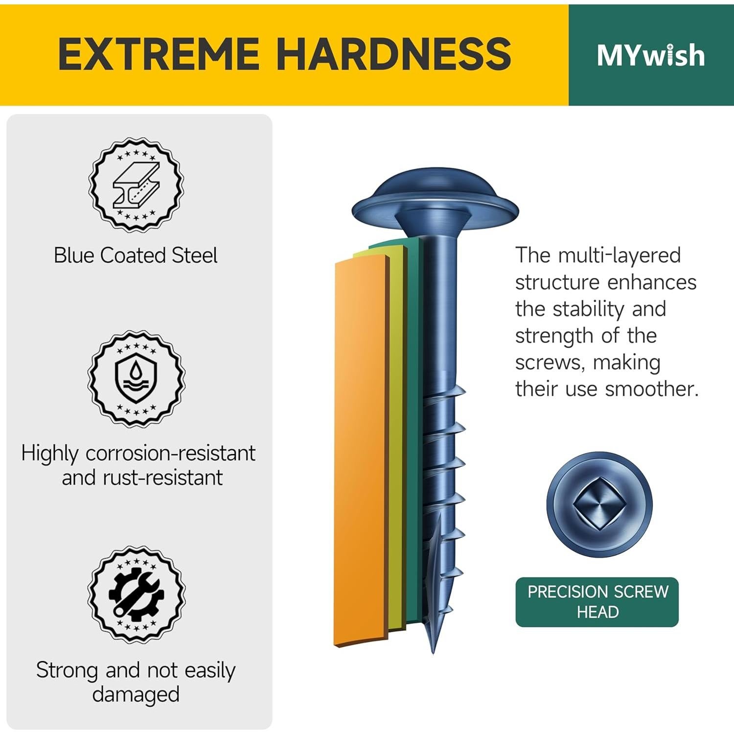 Tornillos de Agujero de Bolsillo Mywish #8 x 25mm - 100 Pcs