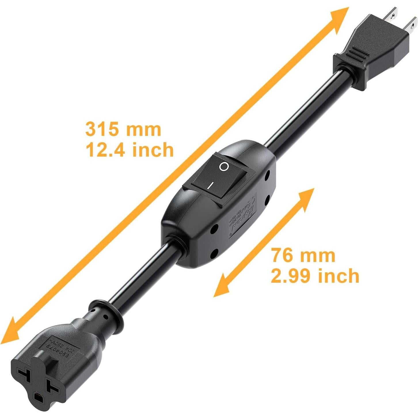 Cable de Extensión 12AWG PluGrand 32CM con Interruptor On/Off