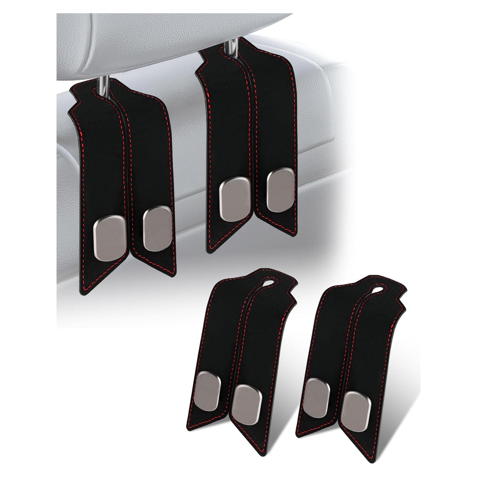 Ganchos para Reposacabezas de Coche atFivoy - 2 Pcs Metal Cuero