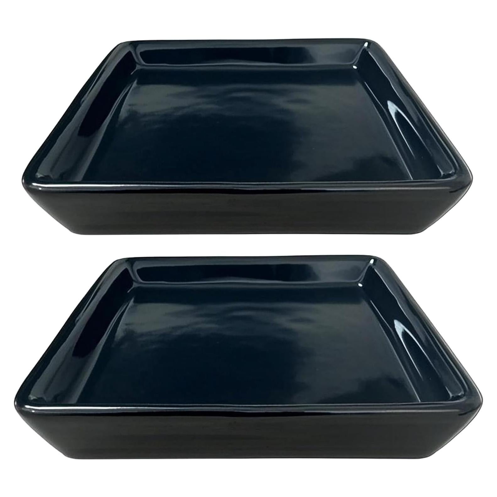 Plato Cuadrado Cerámica Negra 10.16 cm Saupotcer 2 Paquete