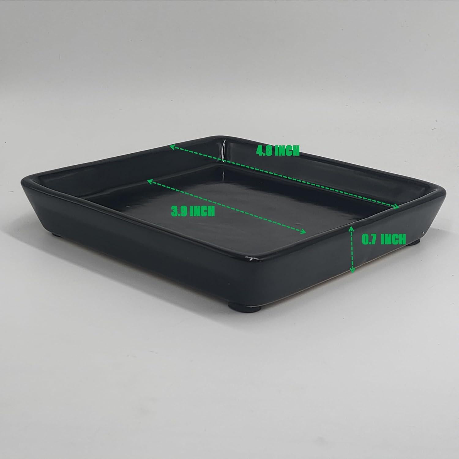 Plato Cuadrado Cerámica Negra 10.16 cm Saupotcer 2 Paquete