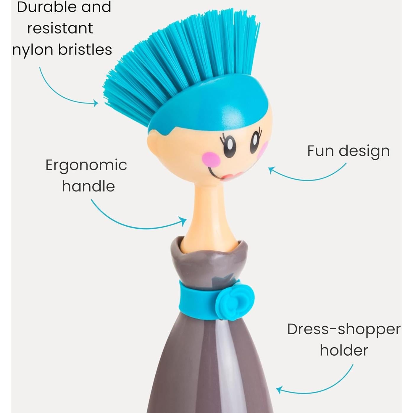 Cepillo de Platos Vigar con Mango Ergonómico y Soporte Vestido