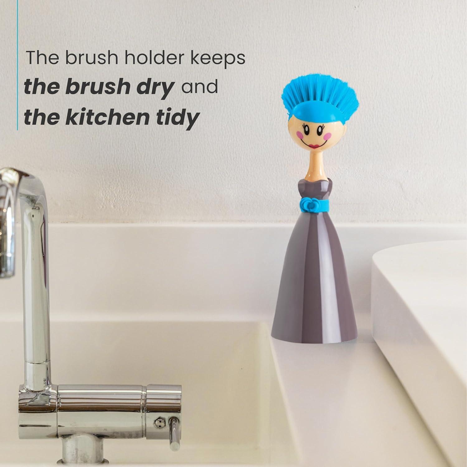 Cepillo de Platos Vigar con Mango Ergonómico y Soporte Vestido