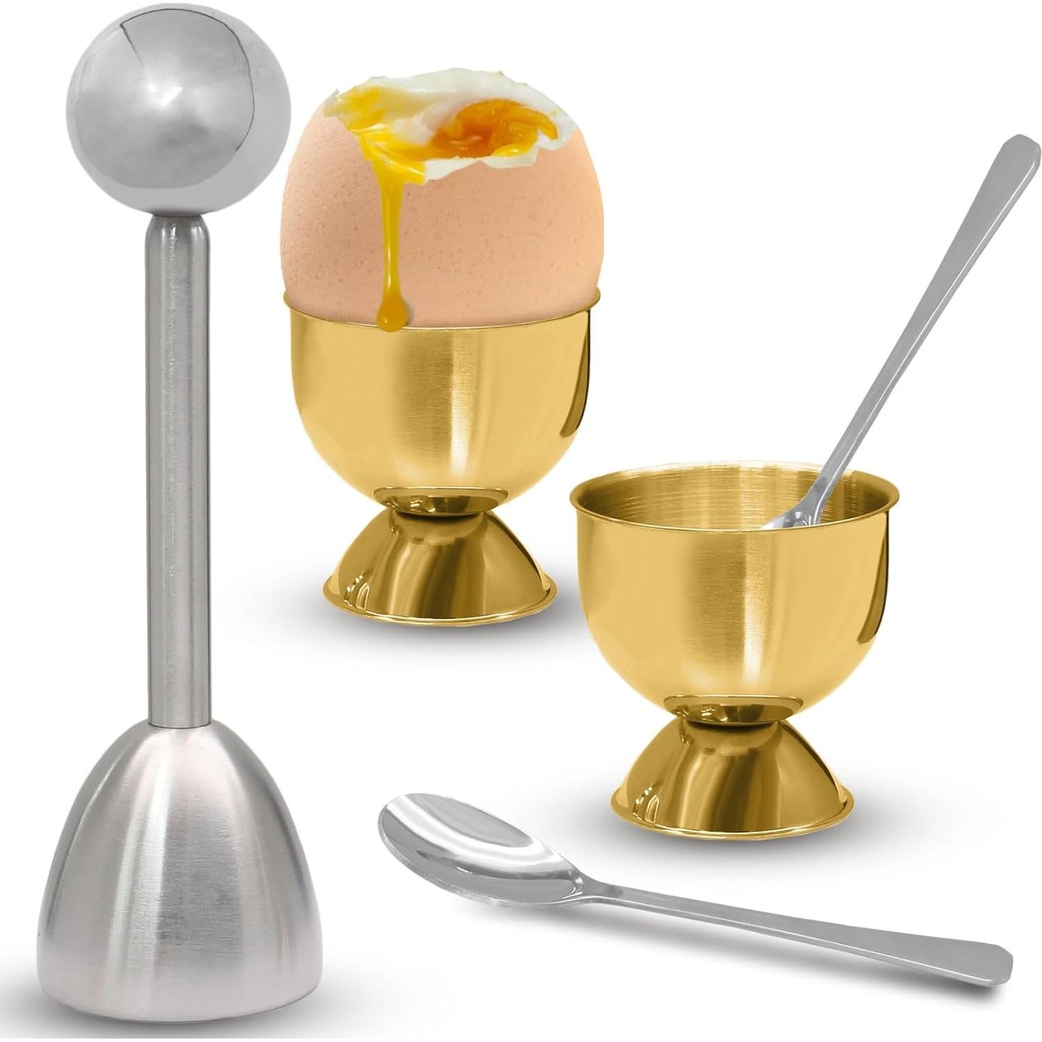 Juego de 5 Abridores de Huevo Vibedor - Acero Inoxidable Dorado