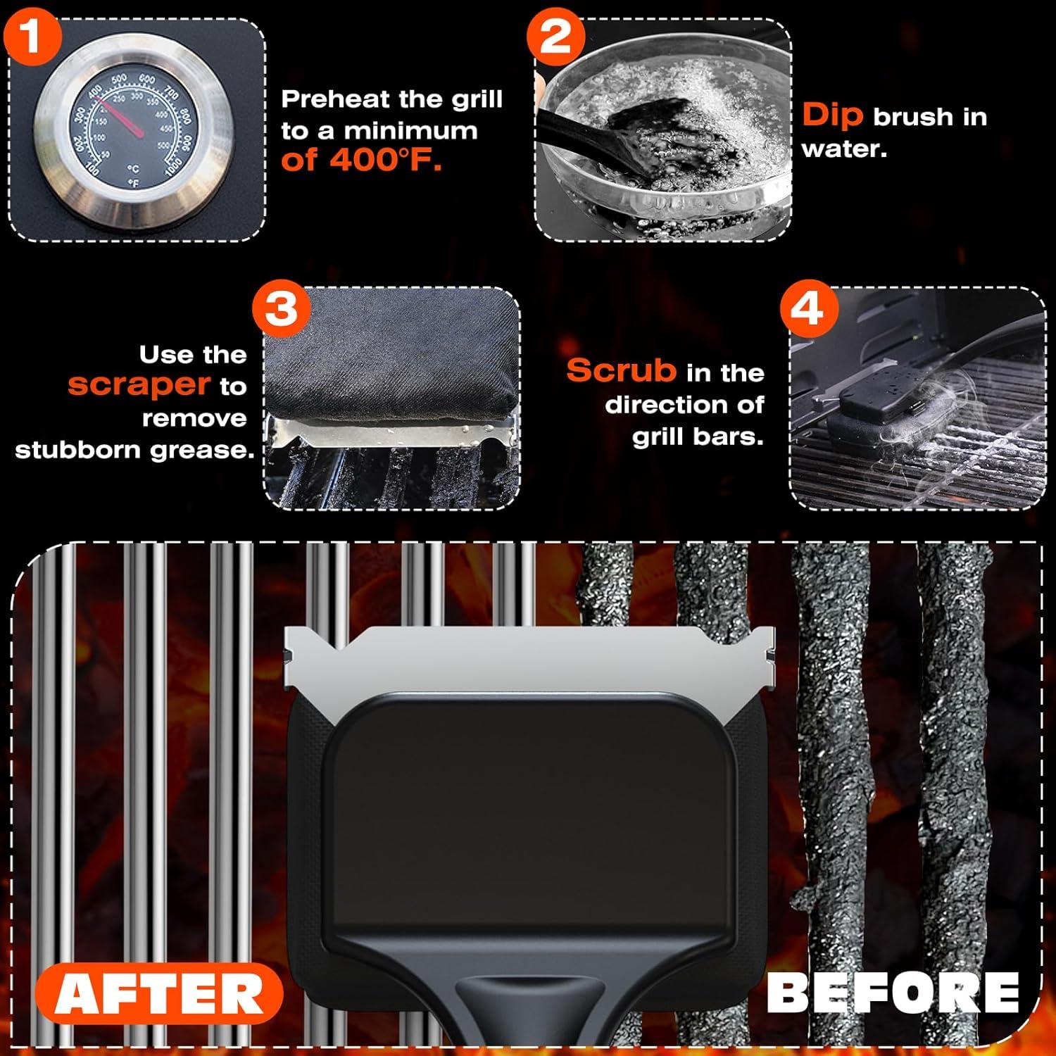 Cepillo para Parrilla Sin Cerda Mavipromax 45.72 cm con Raspador