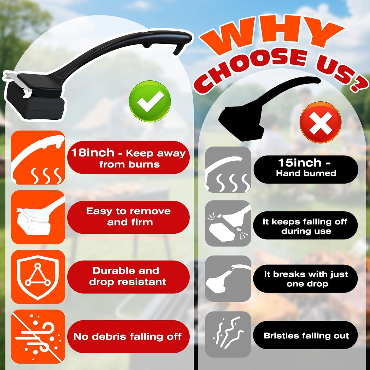 Cepillo para Parrilla Sin Cerda Mavipromax 45.72 cm con Raspador