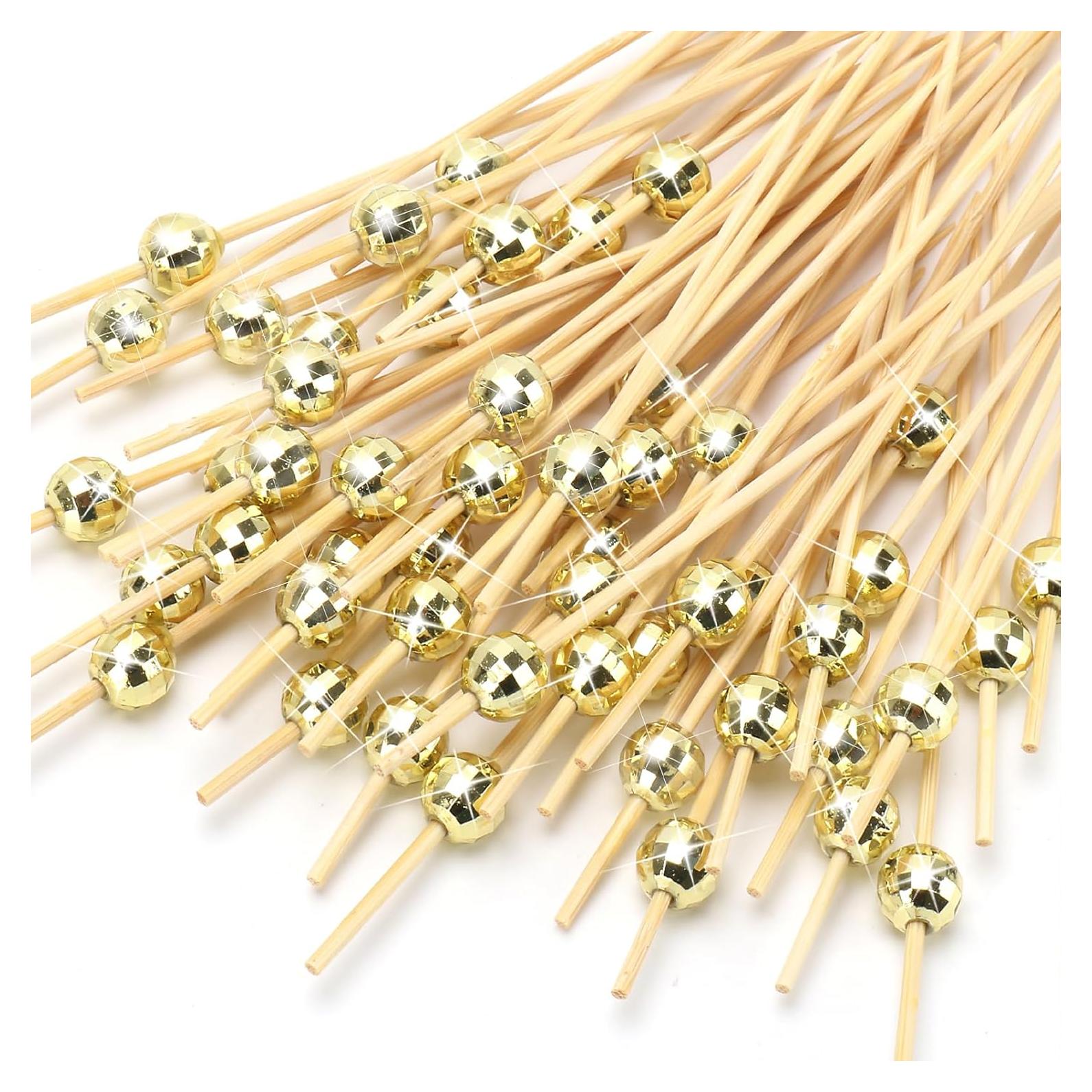 Palillos de cóctel dorados SEANSDA 11.94 cm 100 Pcs
