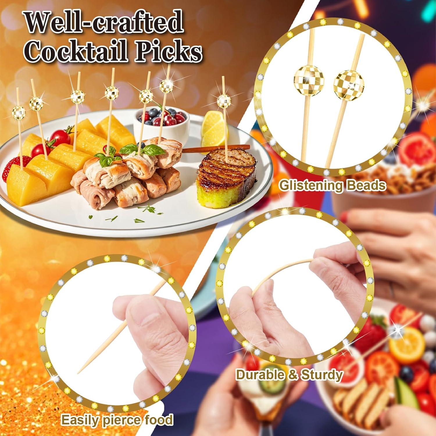 Palillos de cóctel dorados SEANSDA 11.94 cm 100 Pcs