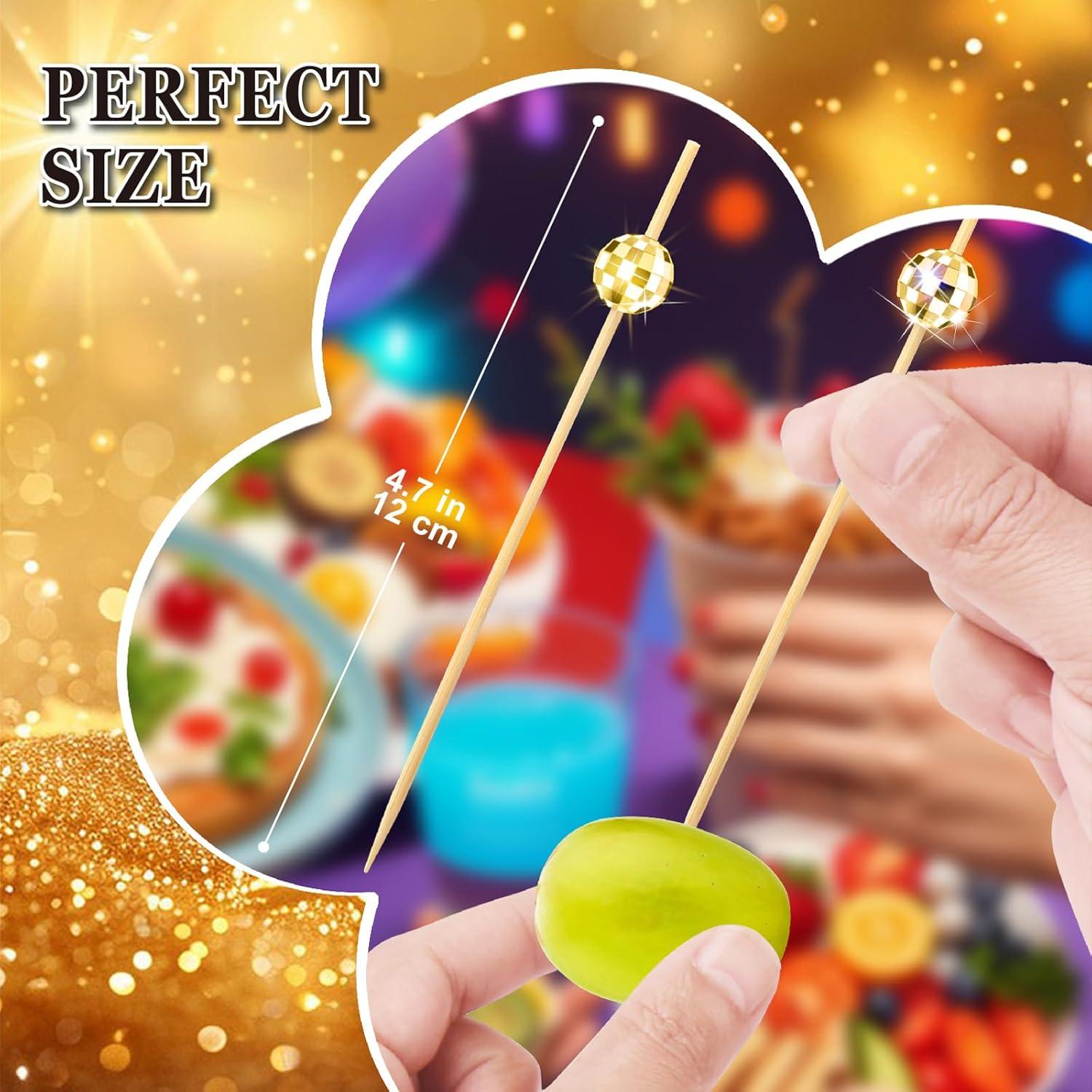 Palillos de cóctel dorados SEANSDA 11.94 cm 100 Pcs