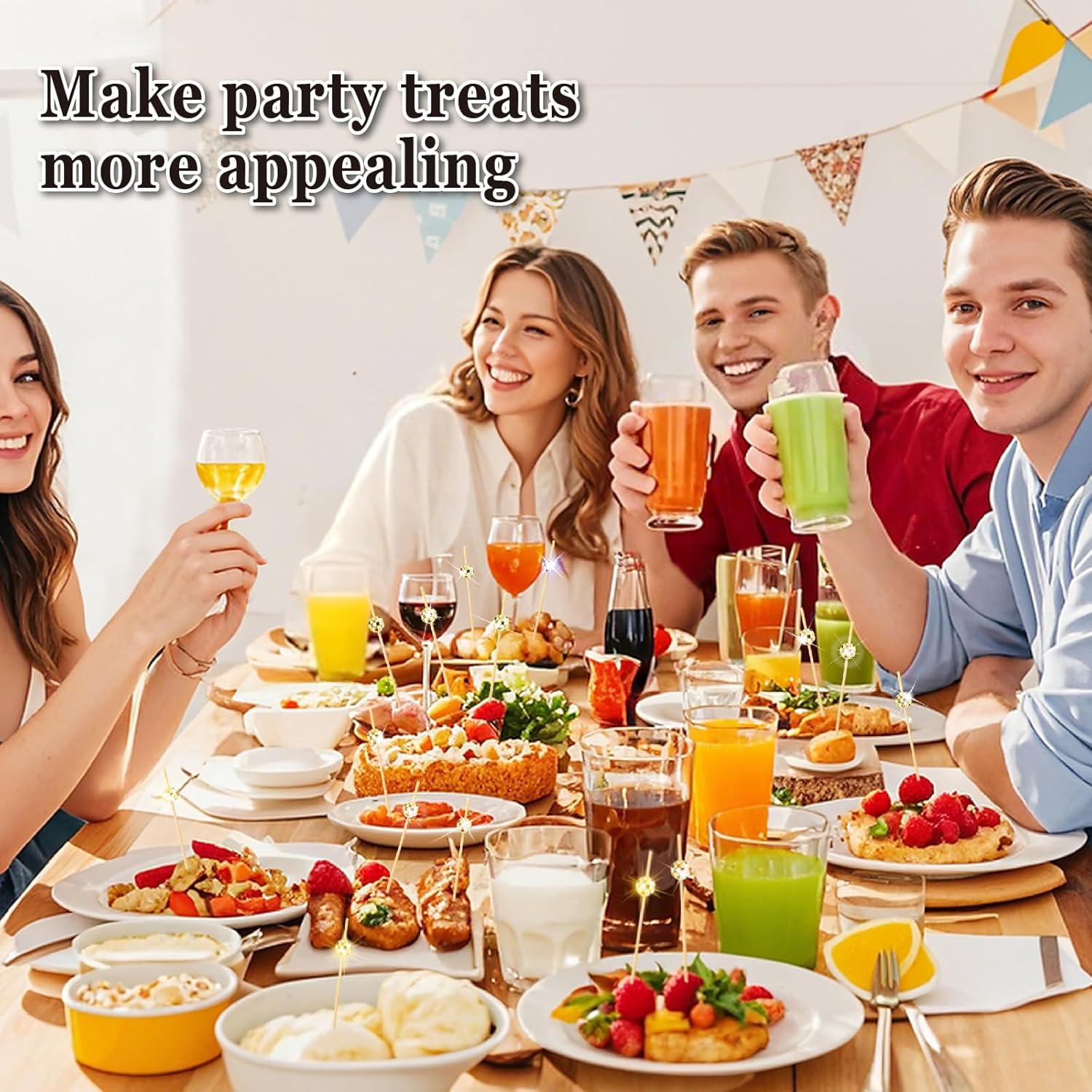 Palillos de cóctel dorados SEANSDA 11.94 cm 100 Pcs