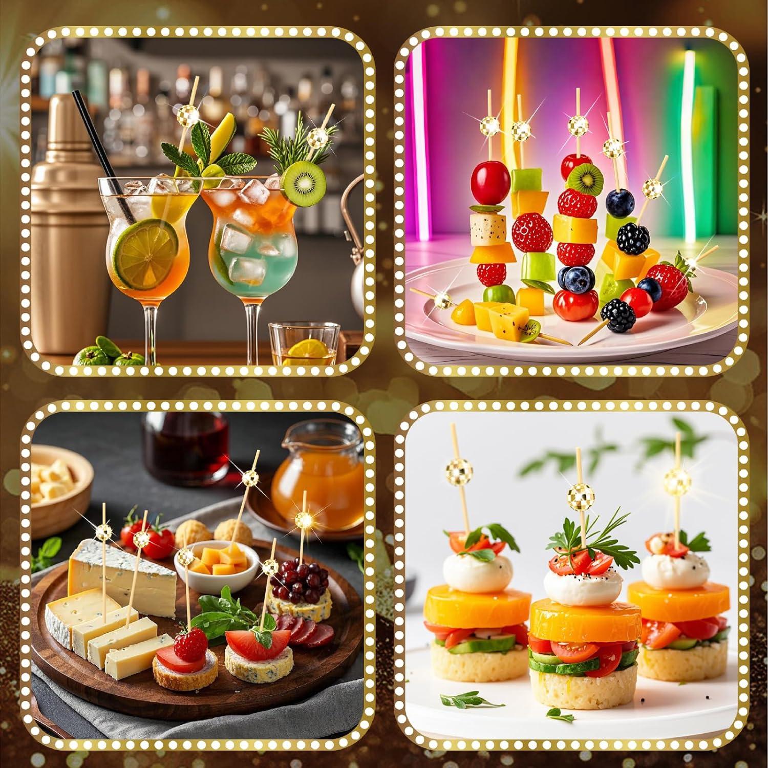 Palillos de cóctel dorados SEANSDA 11.94 cm 100 Pcs