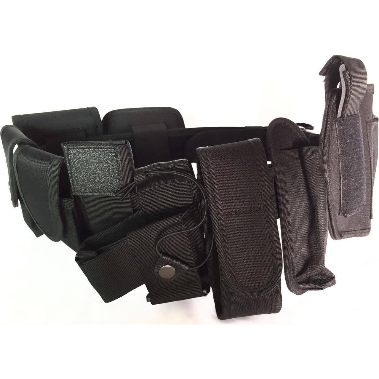 Cinturón Táctico Bargain Crusader Ajustable 9 Bolsillos Negro