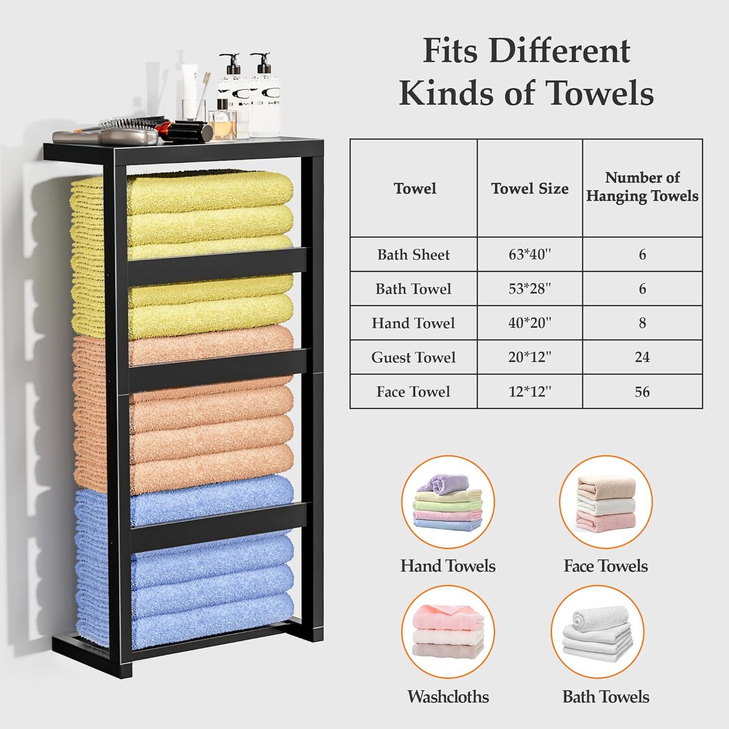 Soporte para Toallas y Mantas ADREMAN de Bambú 4 Niveles Negro