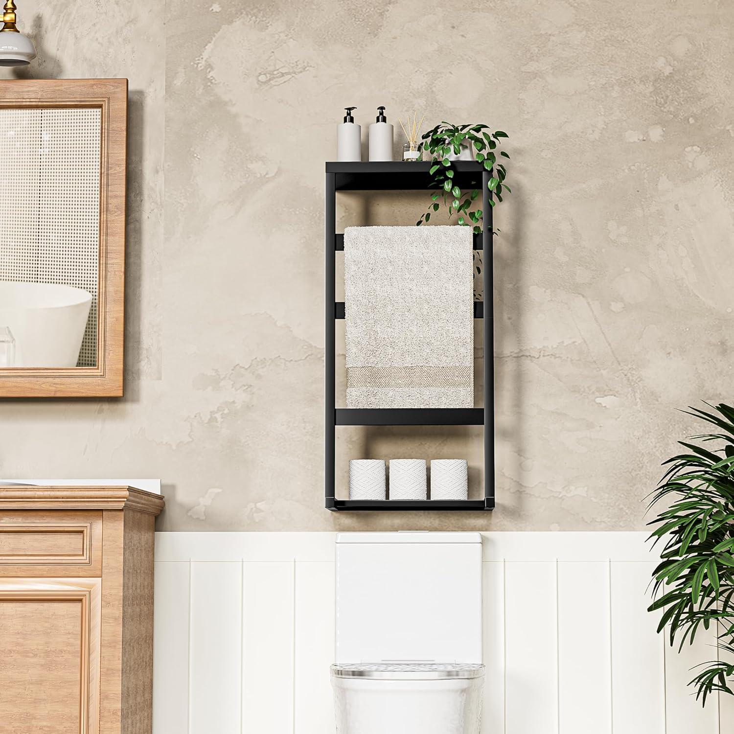 Soporte para Toallas y Mantas ADREMAN de Bambú 4 Niveles Negro