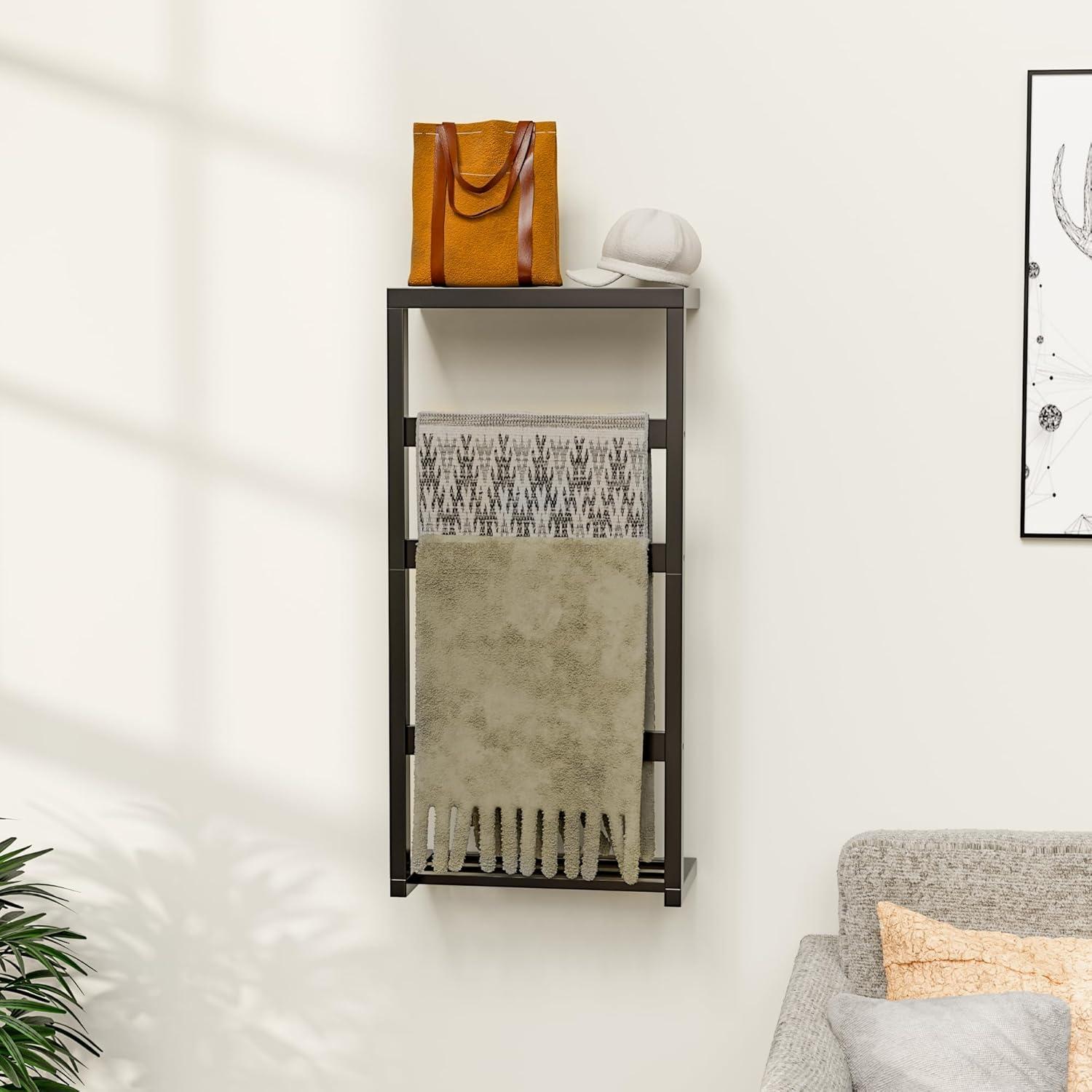 Soporte para Toallas y Mantas ADREMAN de Bambú 4 Niveles Negro