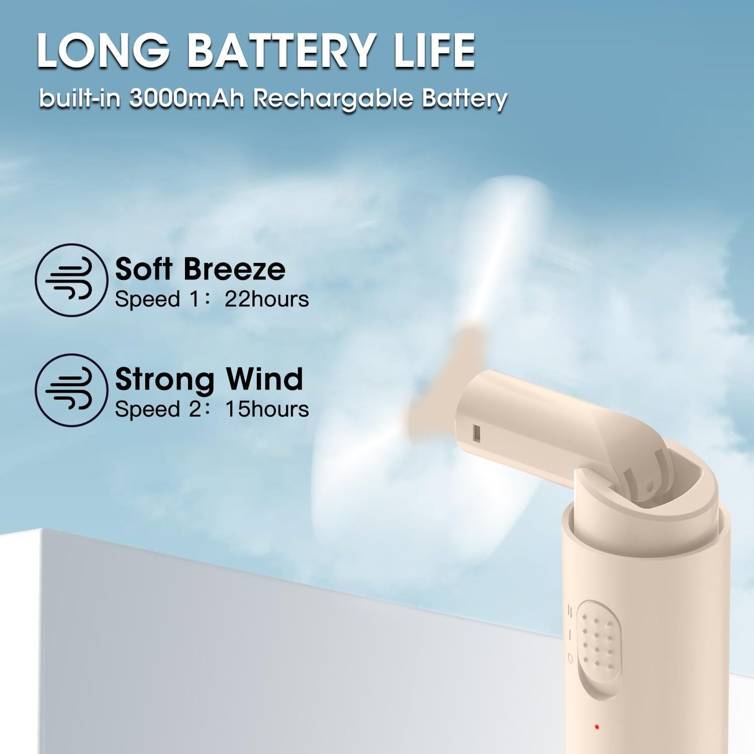 Ventilador Mini Portátil Recargable Andwing V38 Beige