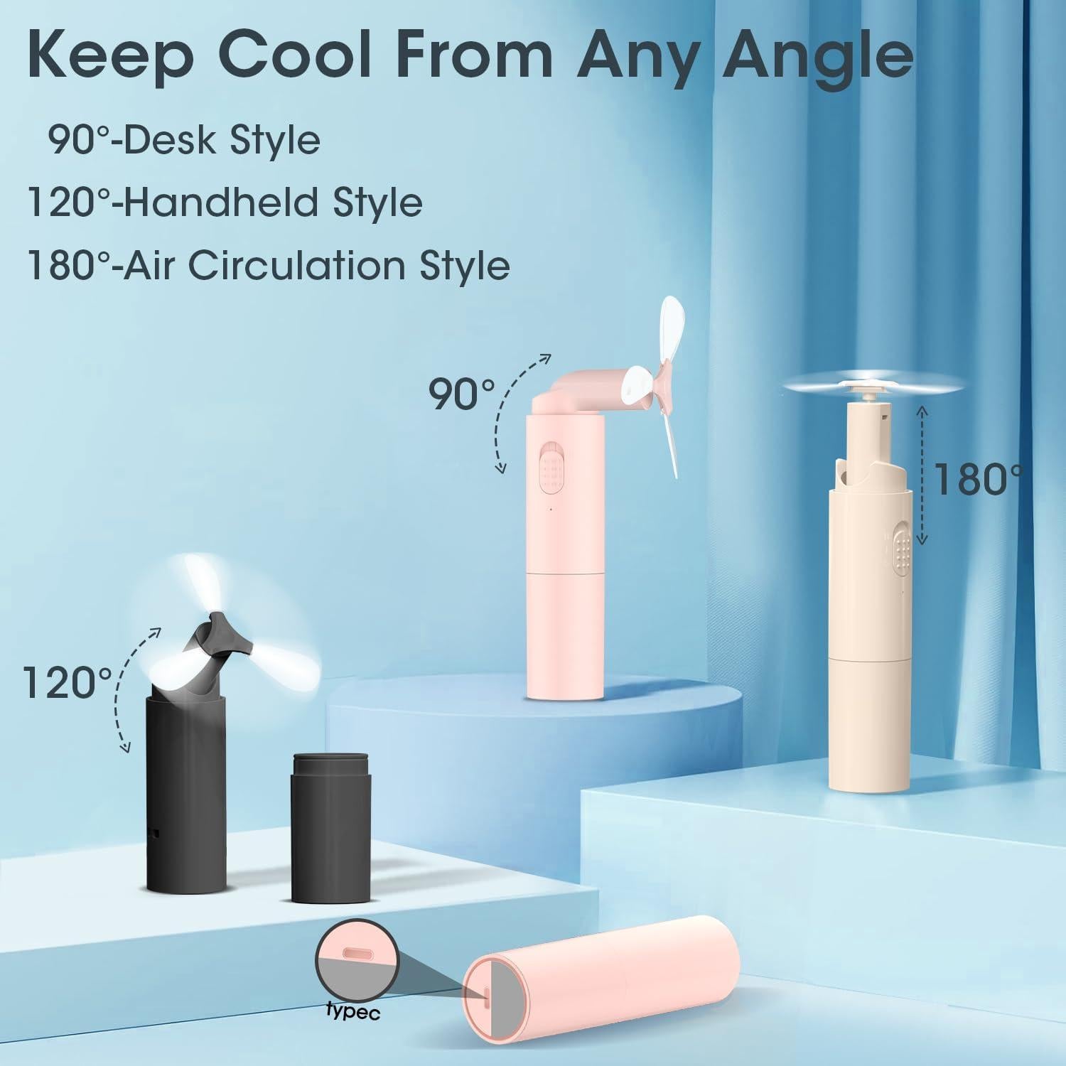 Ventilador Mini Portátil Recargable Andwing V38 Beige