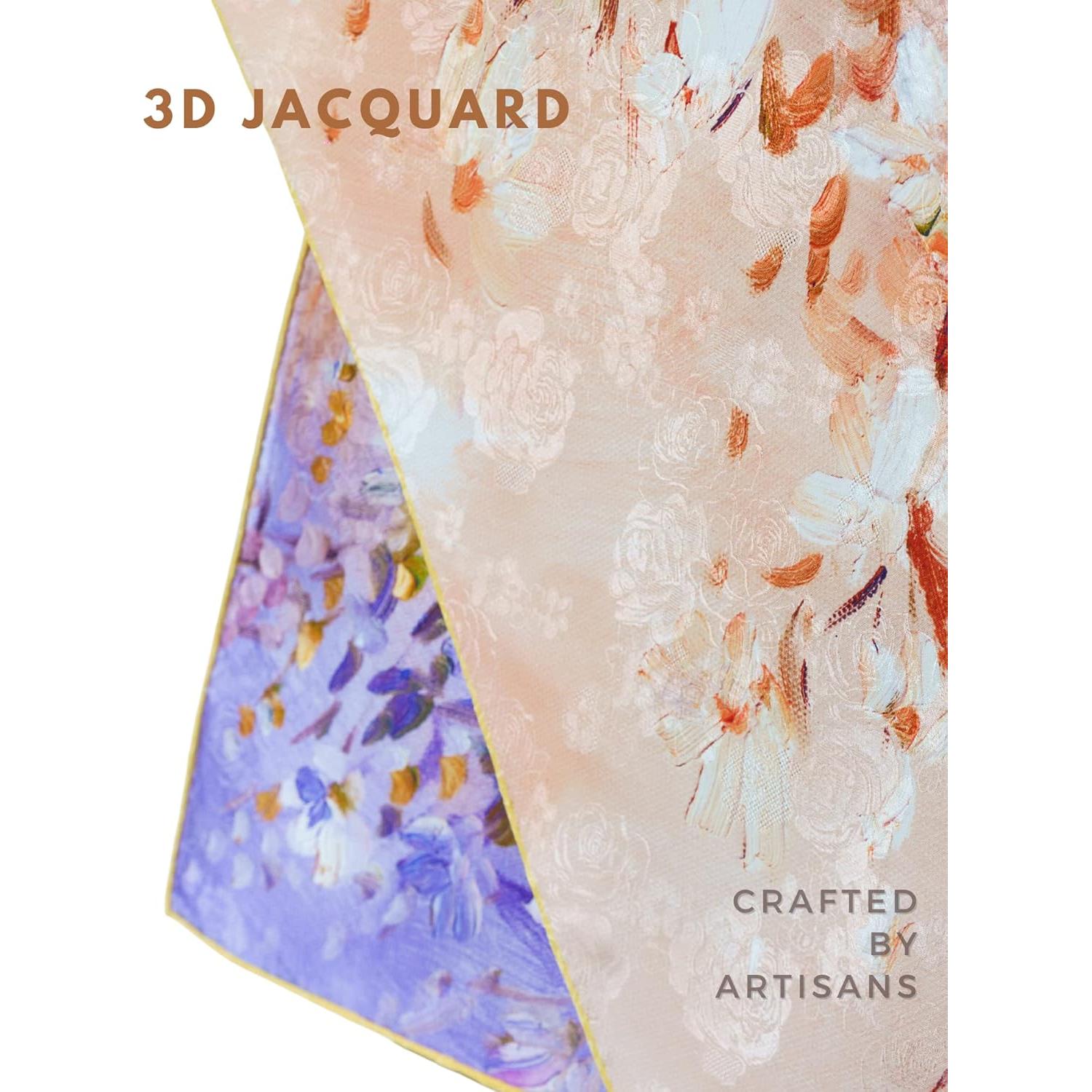 Bufanda de Seda de Lujo PoeticEHome 65x65cm Doble Cara Floral