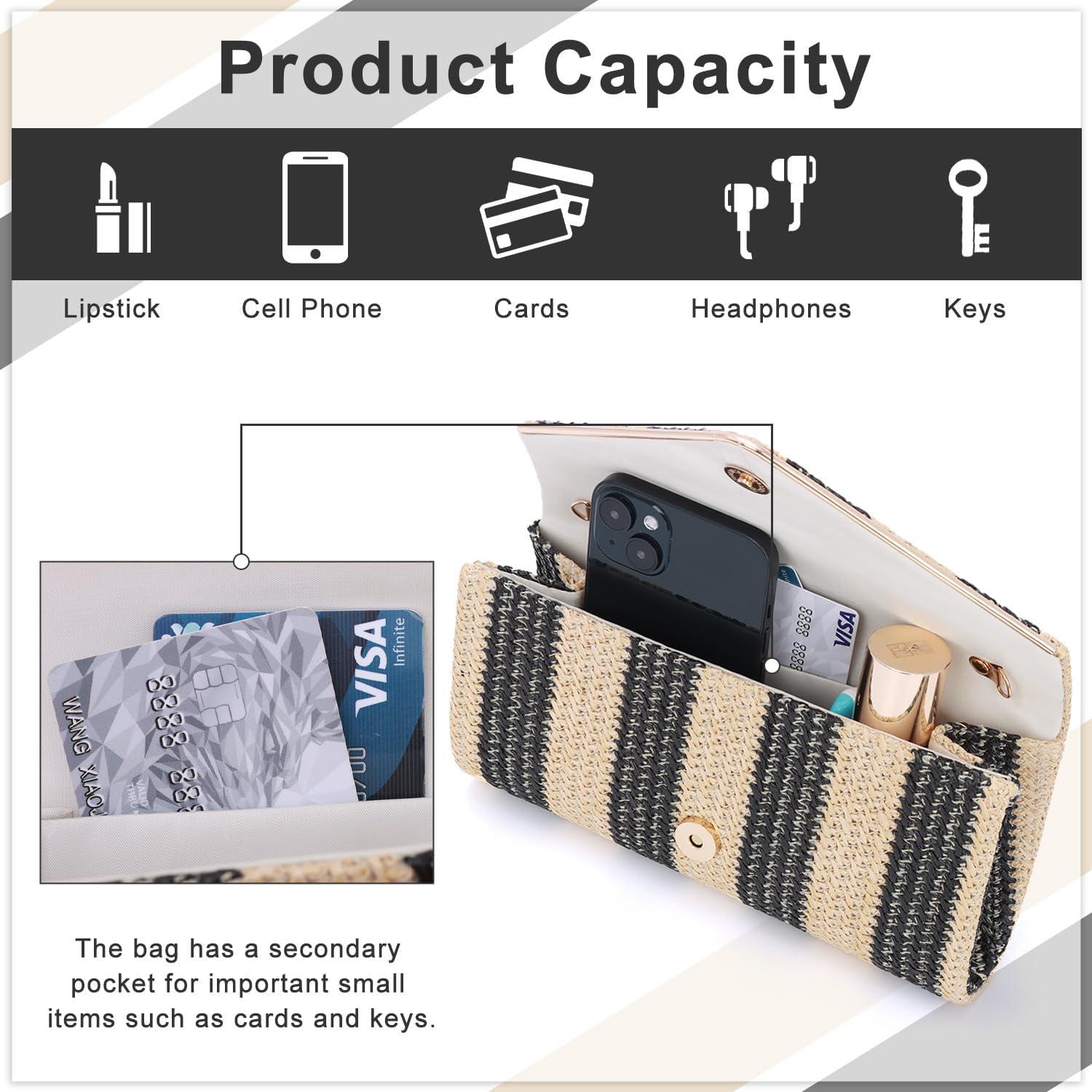 Bolso de mano de paja SUKUTU para mujeres con correa de cadena