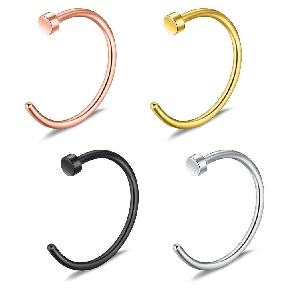 Aros de Piercing para Nariz Ruifan Acero Inoxidable 22G 6mm 4PCS