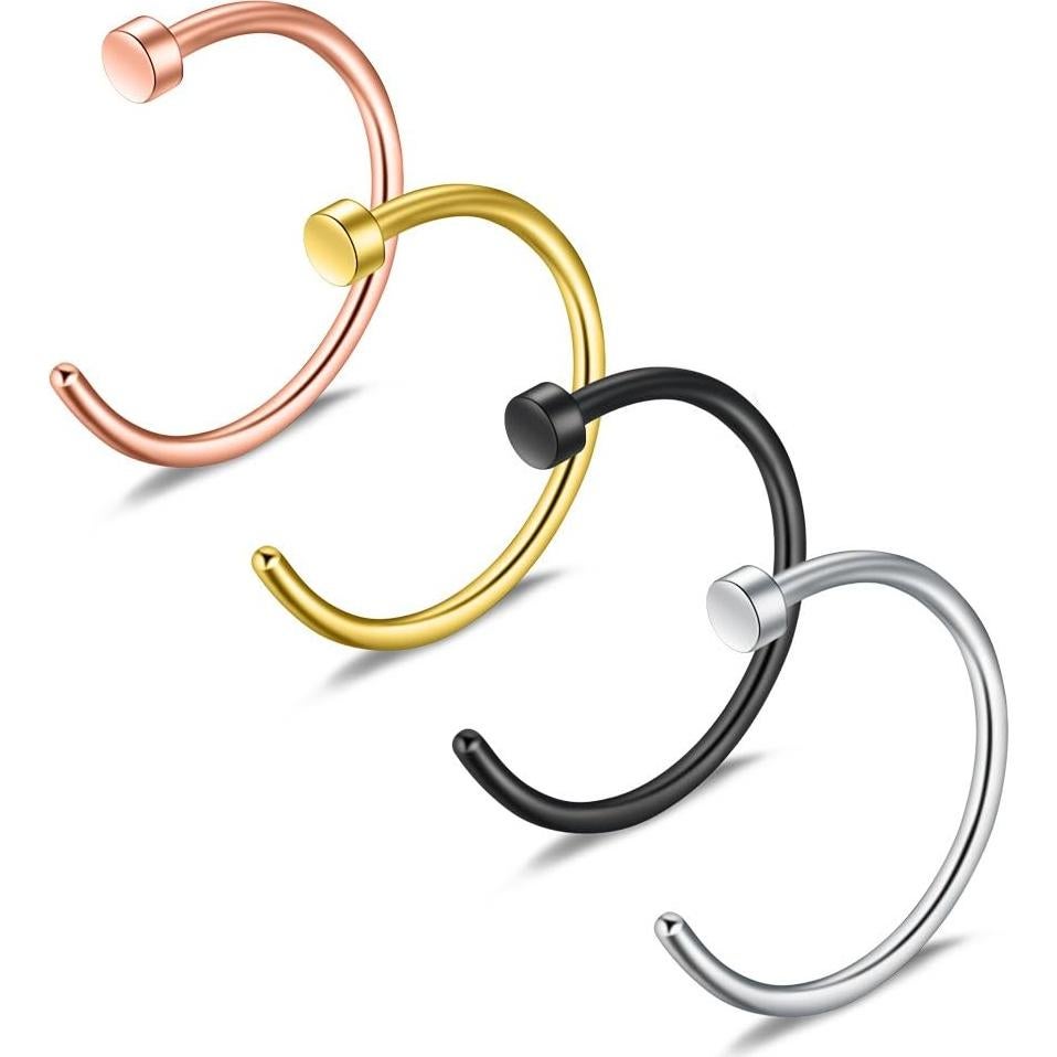 Aros de Piercing para Nariz Ruifan Acero Inoxidable 22G 6mm 4PCS
