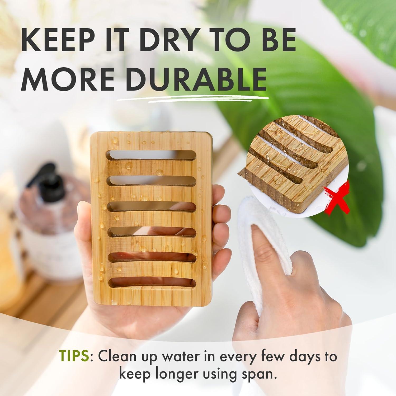 Soporte de Jabón de Bambú AmazerBath - 2 Piezas, Antideslizante