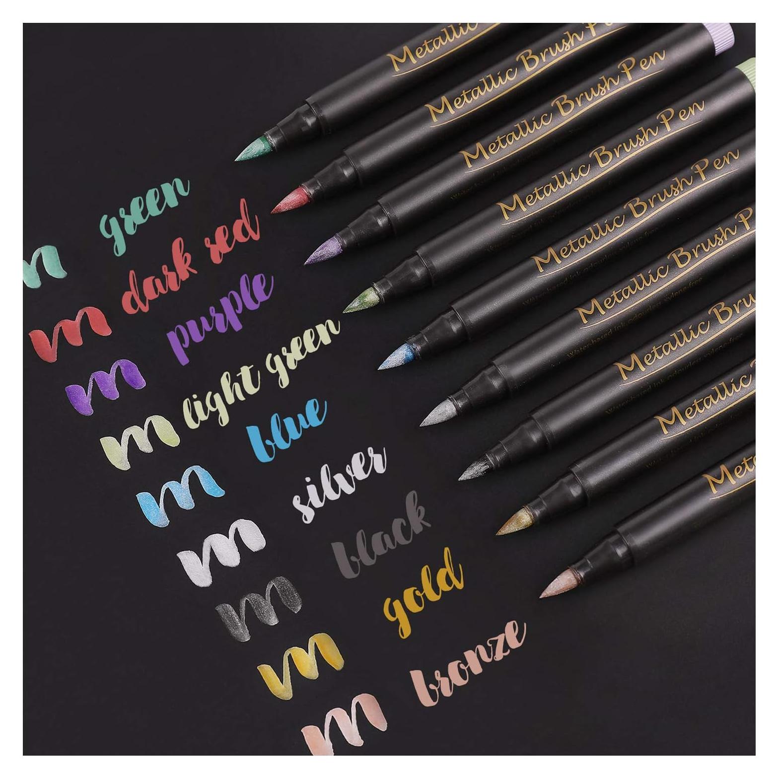 Set de 9 Marcadores de Pincel Metálicos Dyvicl - Caligrafía y Arte