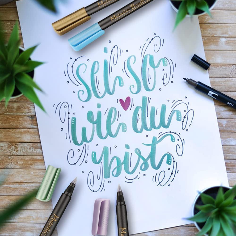 Set de 9 Marcadores de Pincel Metálicos Dyvicl - Caligrafía y Arte