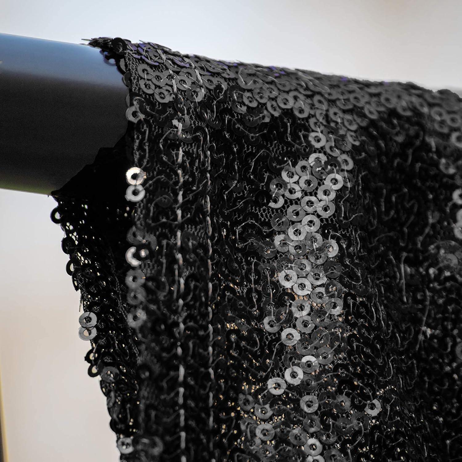 Cortinas de fondo de lentejuelas negras JYFLZQ 0.61 m x 2.44 m 2 paneles