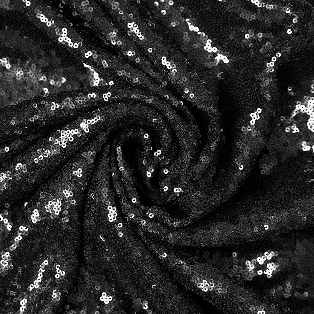 Cortinas de fondo de lentejuelas negras JYFLZQ 0.61 m x 2.44 m 2 paneles