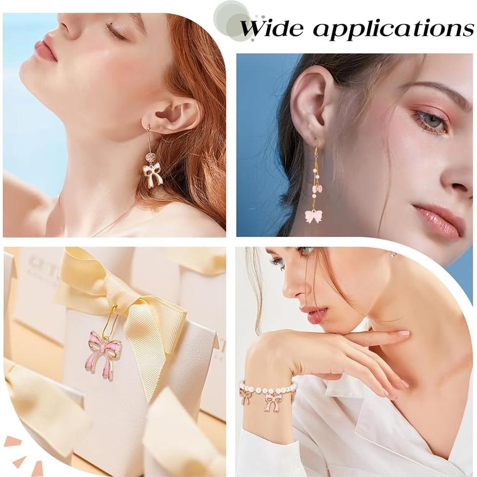 Encantos de Lazo Rosa SUNNYCLUE - 40 Piezas para Joyería DIY