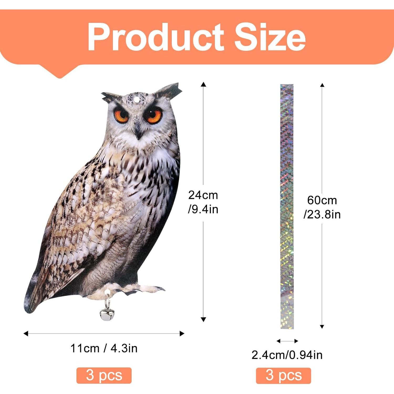 Búhos Espantapájaros Kungfu Mall - Paquete de 3 Unidades