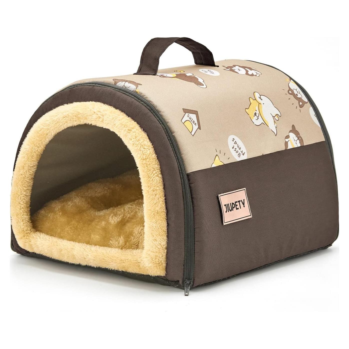 Casa para Perros Pequeños Jiupety Cozy 2 en 1 S Marrón
