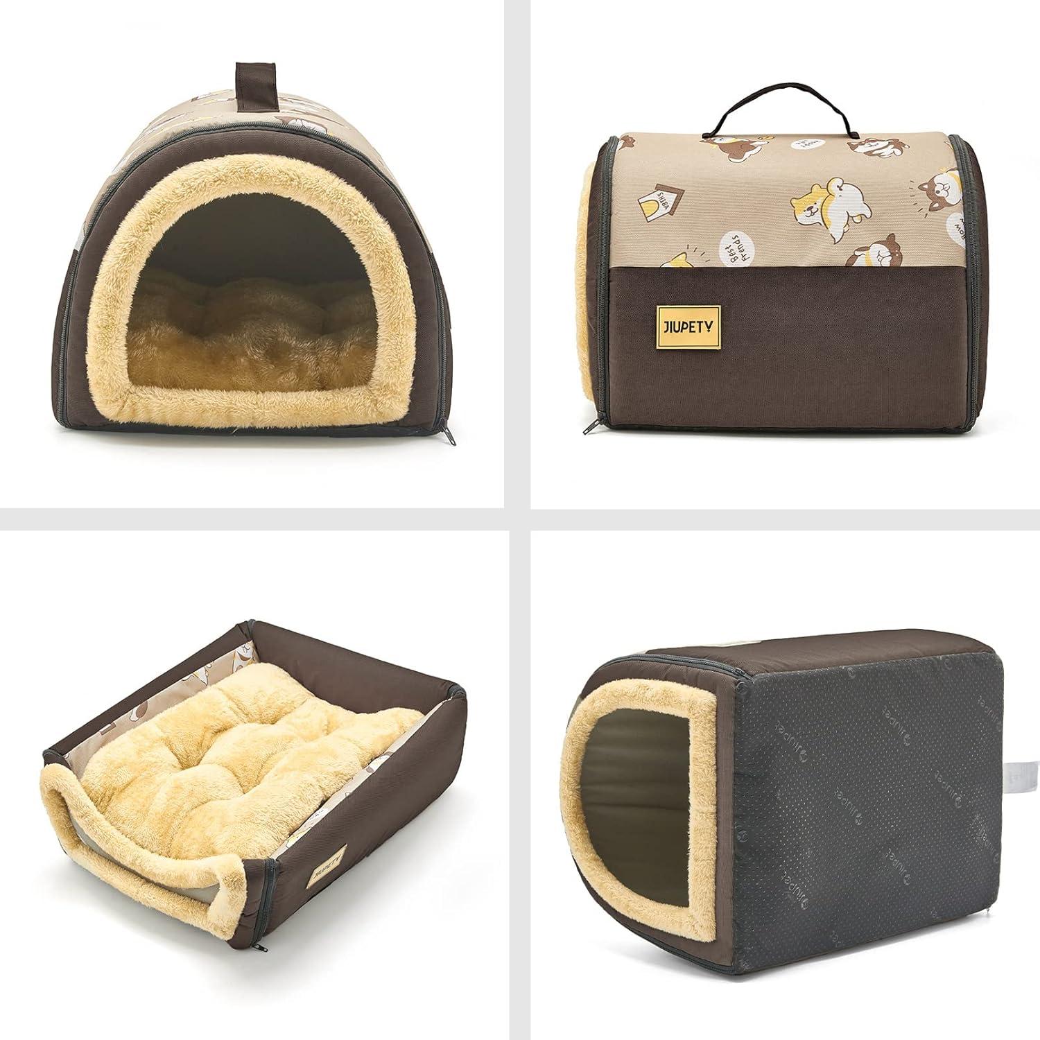 Casa para Perros Pequeños Jiupety Cozy 2 en 1 S Marrón