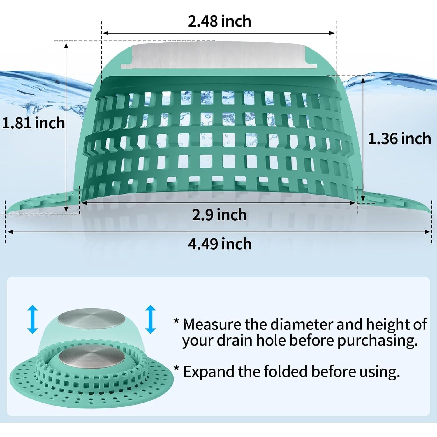 Captador de Cabello para Drenaje Aluvor - Silicona Plegable 11.4 cm