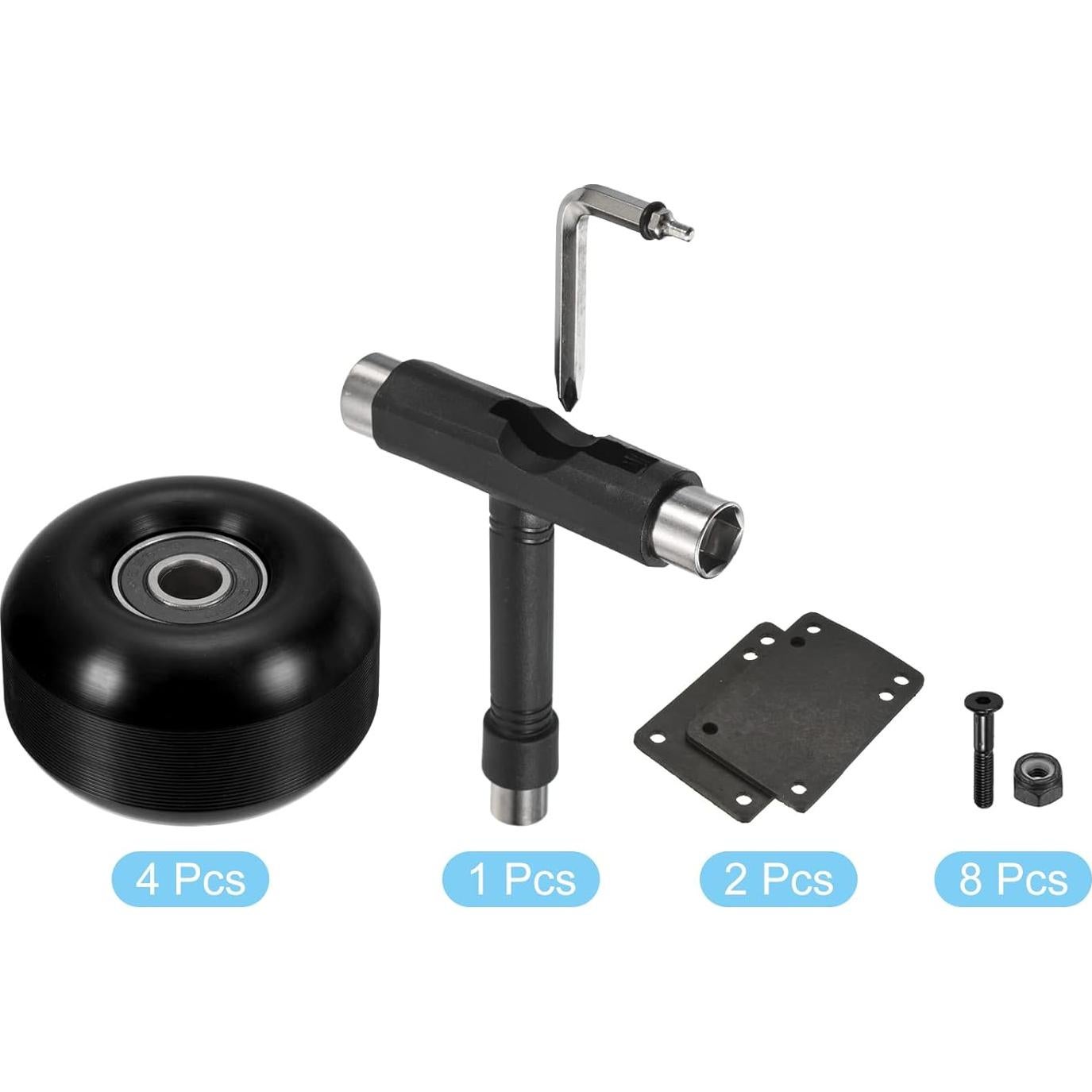 Ruedas de Skateboard PATIKIL 52mm 95A Negras - Paquete de 4