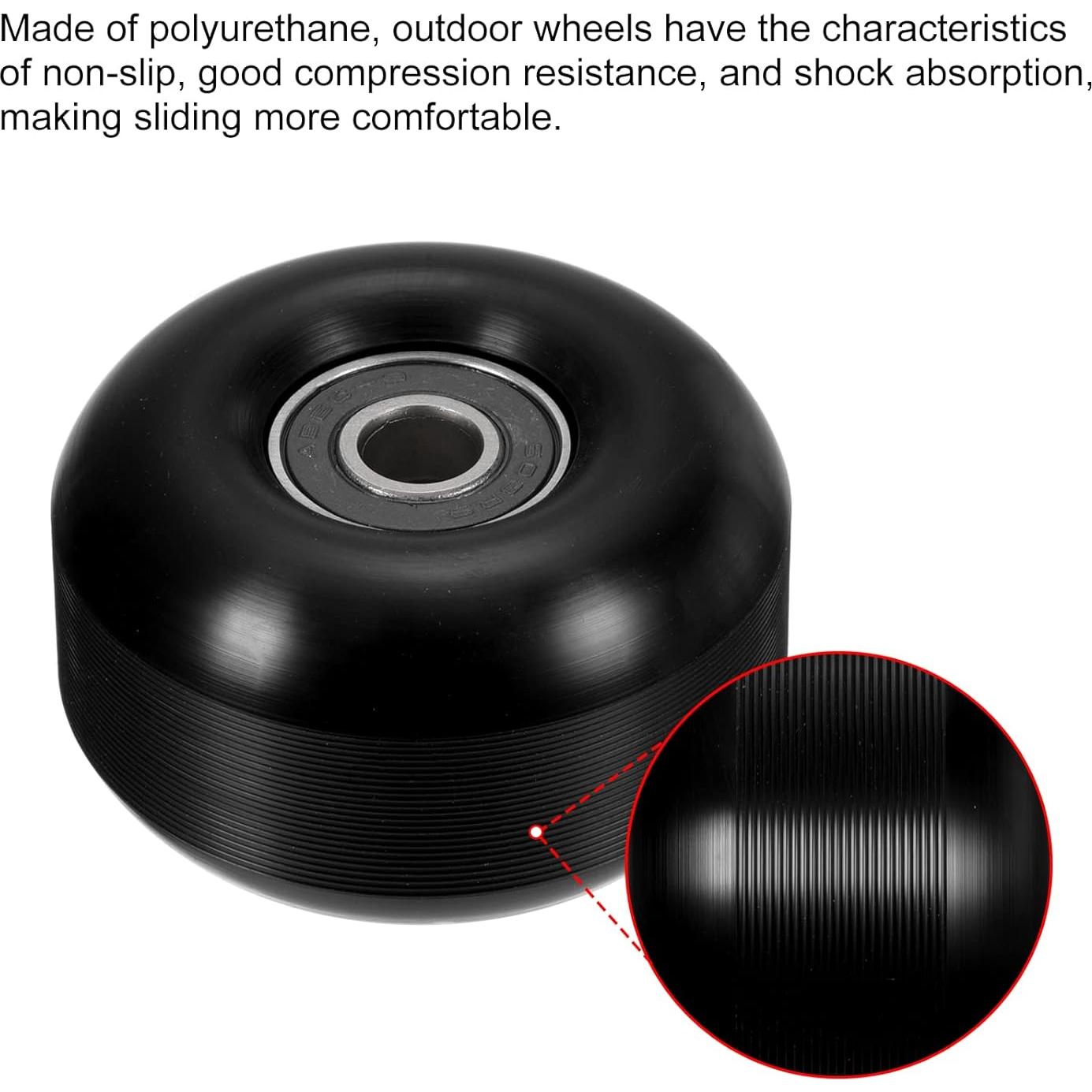 Ruedas de Skateboard PATIKIL 52mm 95A Negras - Paquete de 4