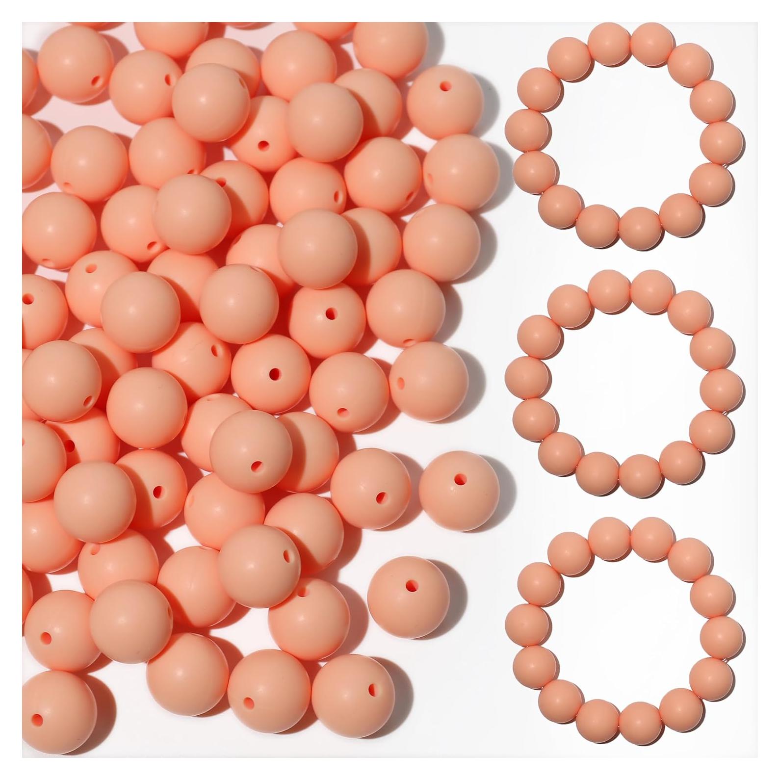 120 Perlas de Silicona Richbunnys 15mm para Manualidades Albaricoque