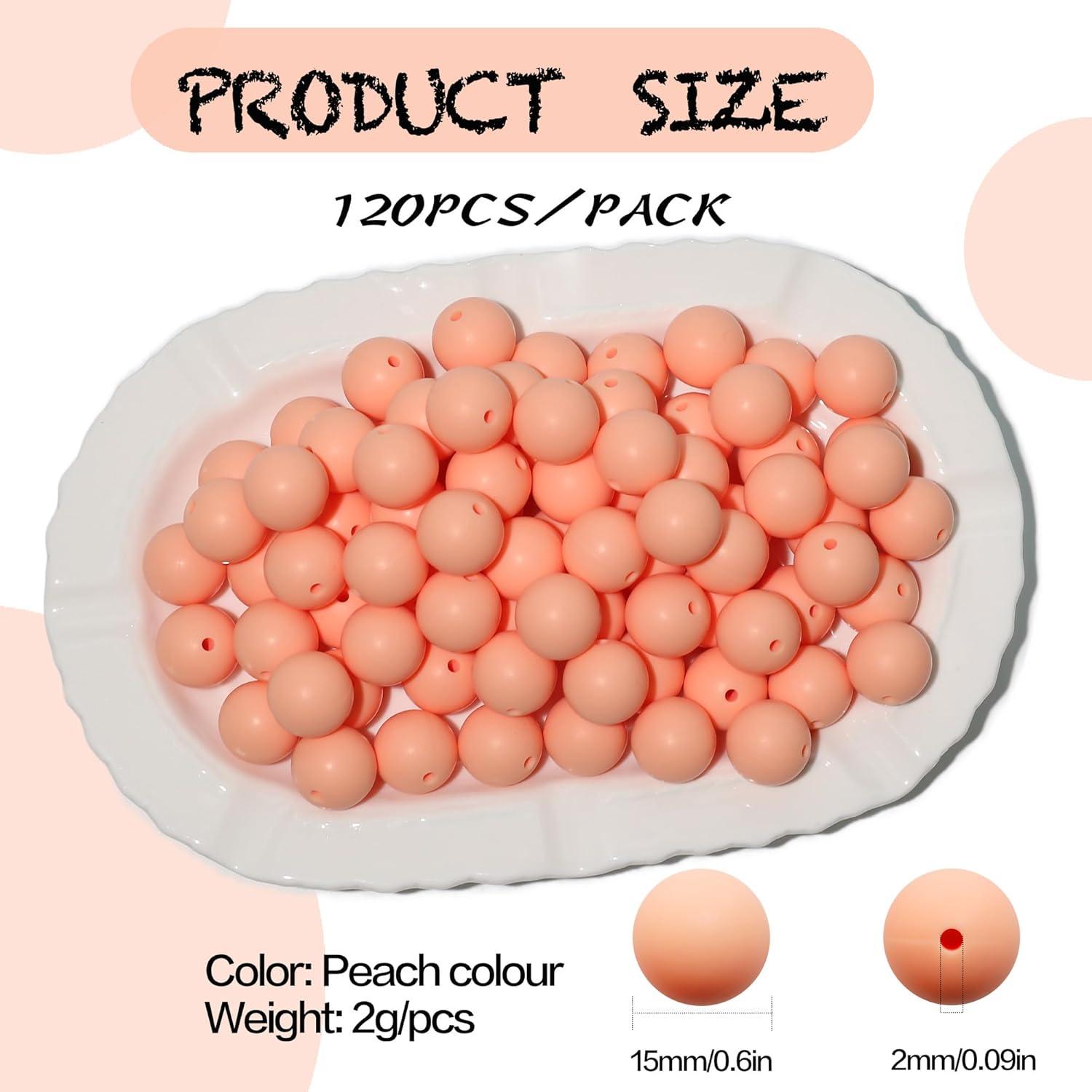 120 Perlas de Silicona Richbunnys 15mm para Manualidades Albaricoque