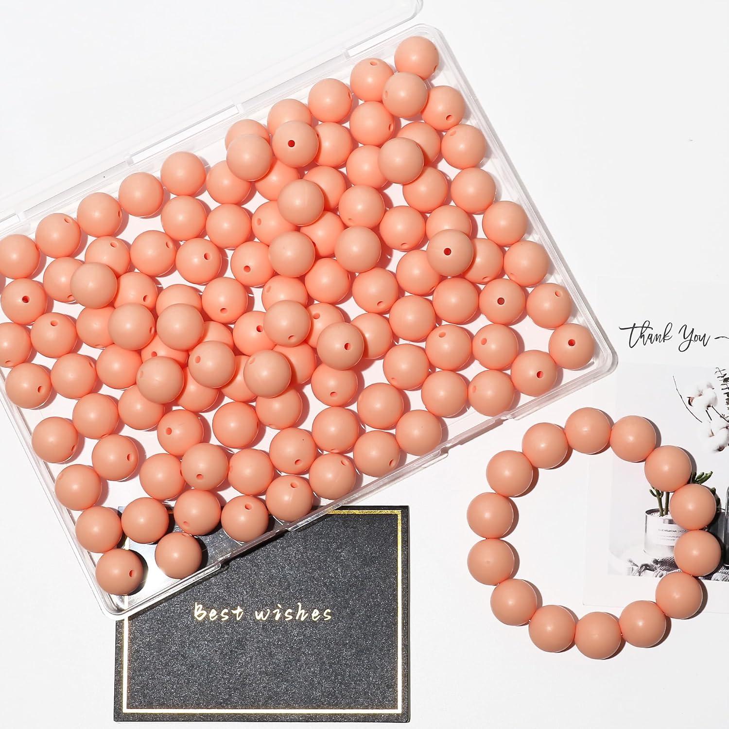 120 Perlas de Silicona Richbunnys 15mm para Manualidades Albaricoque