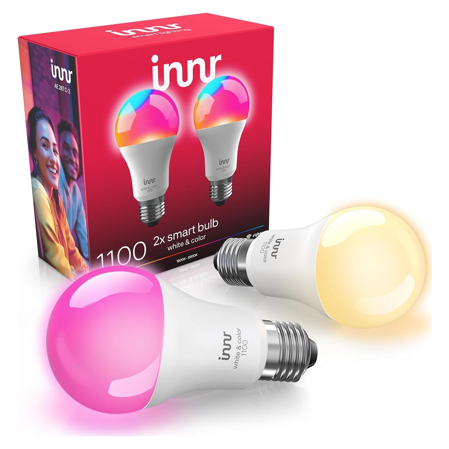 Bombilla Inteligente Innr A19 Zigbee E26 1100 Lúmenes Paquete de 2