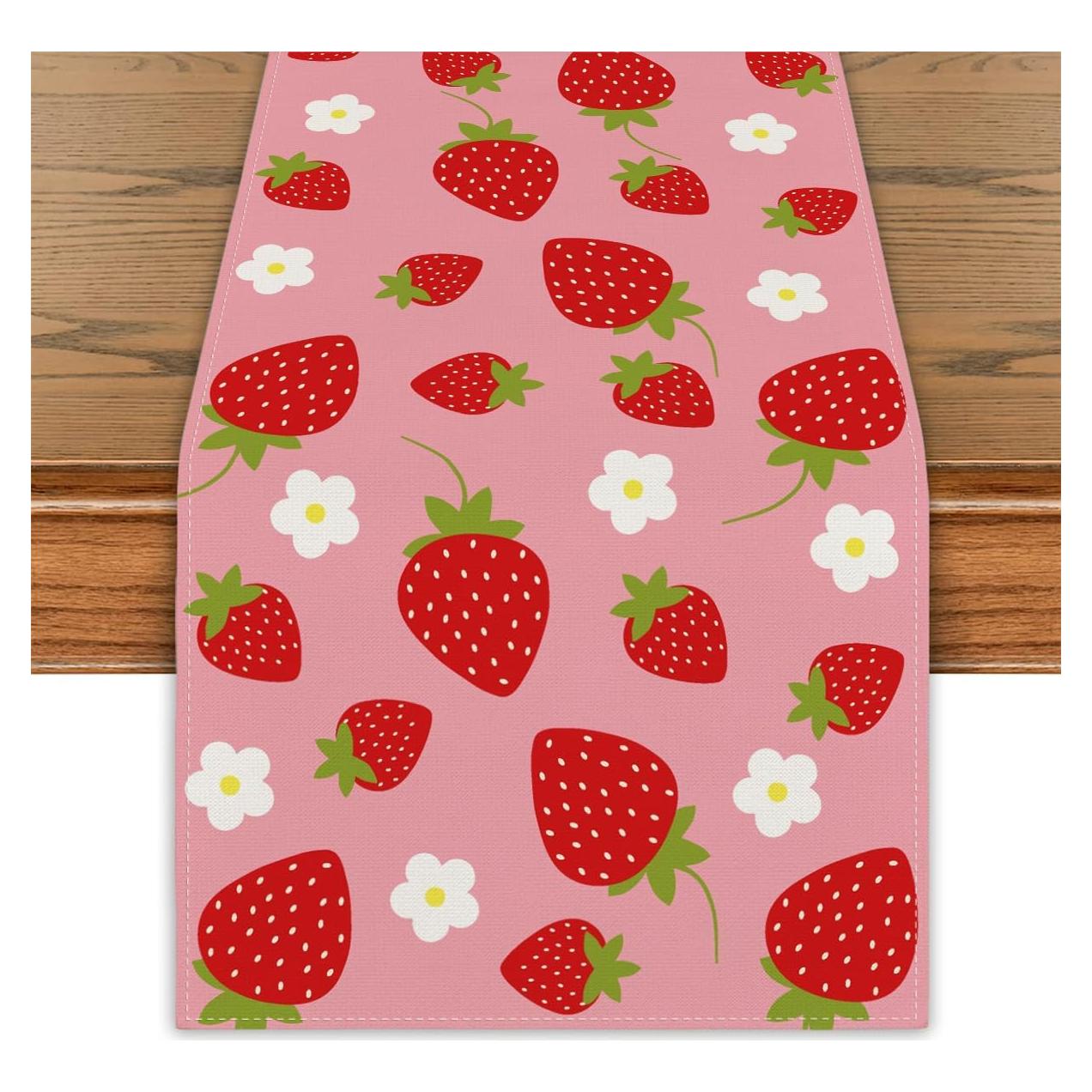 Caminito de Mesa Fresa Yarcooly 33x180 cm Poliester Decoración