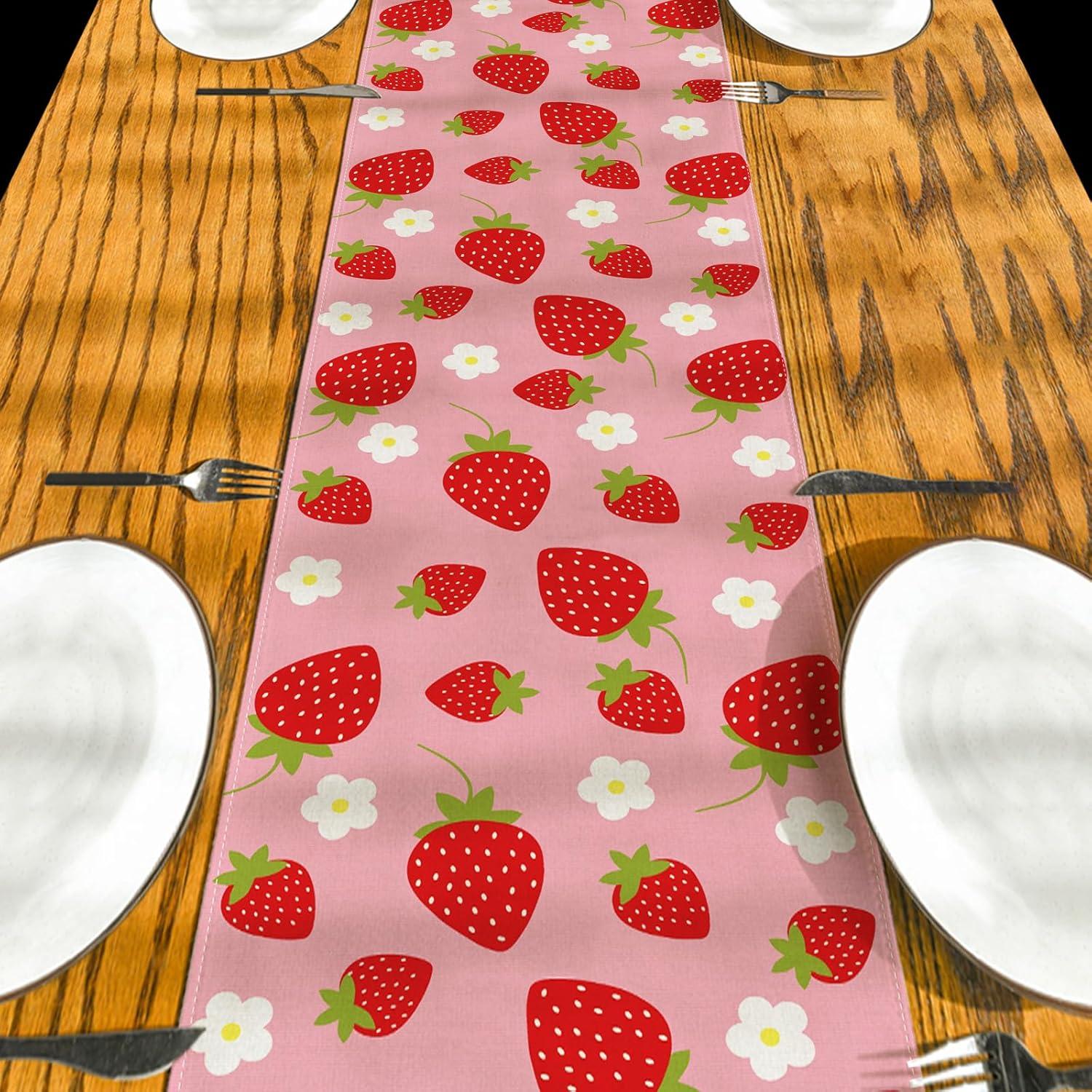 Caminito de Mesa Fresa Yarcooly 33x180 cm Poliester Decoración