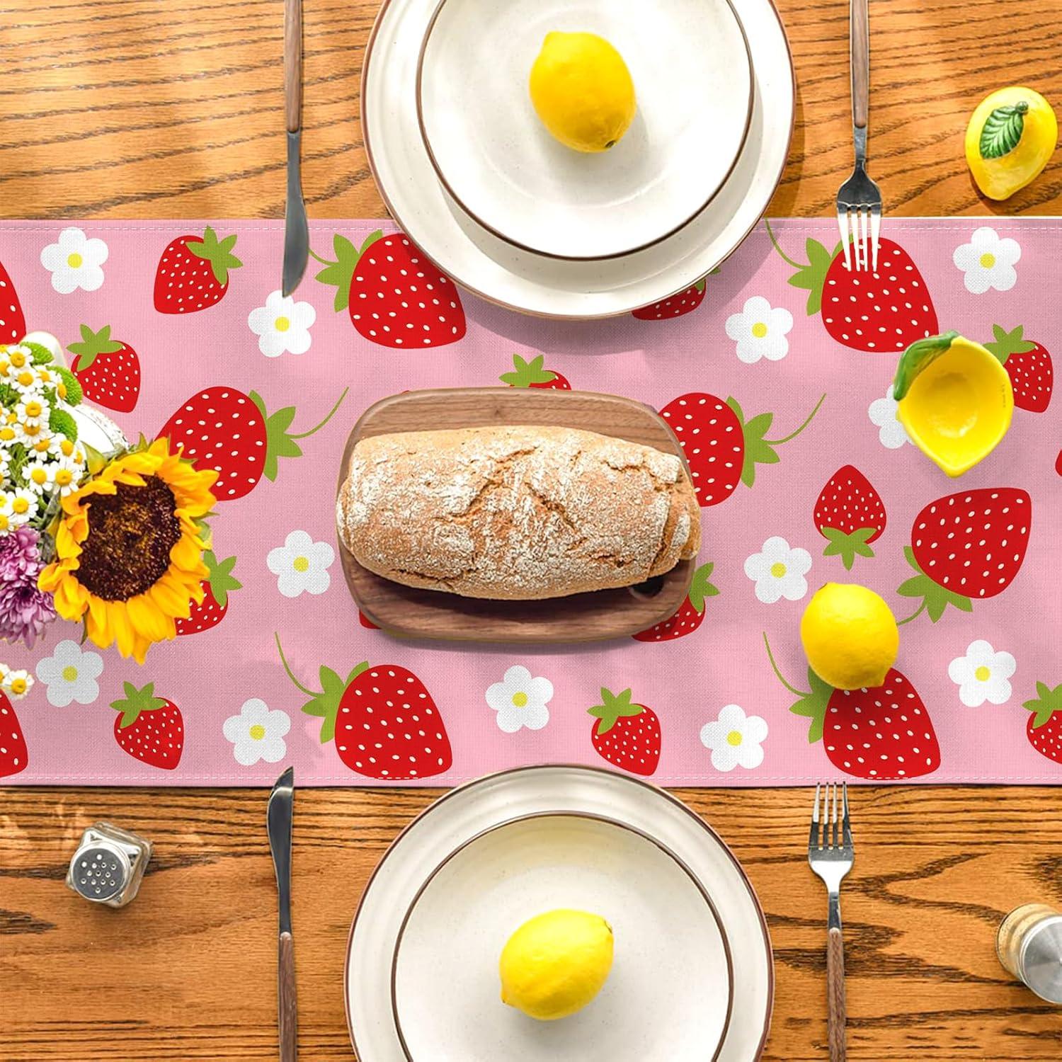 Caminito de Mesa Fresa Yarcooly 33x180 cm Poliester Decoración