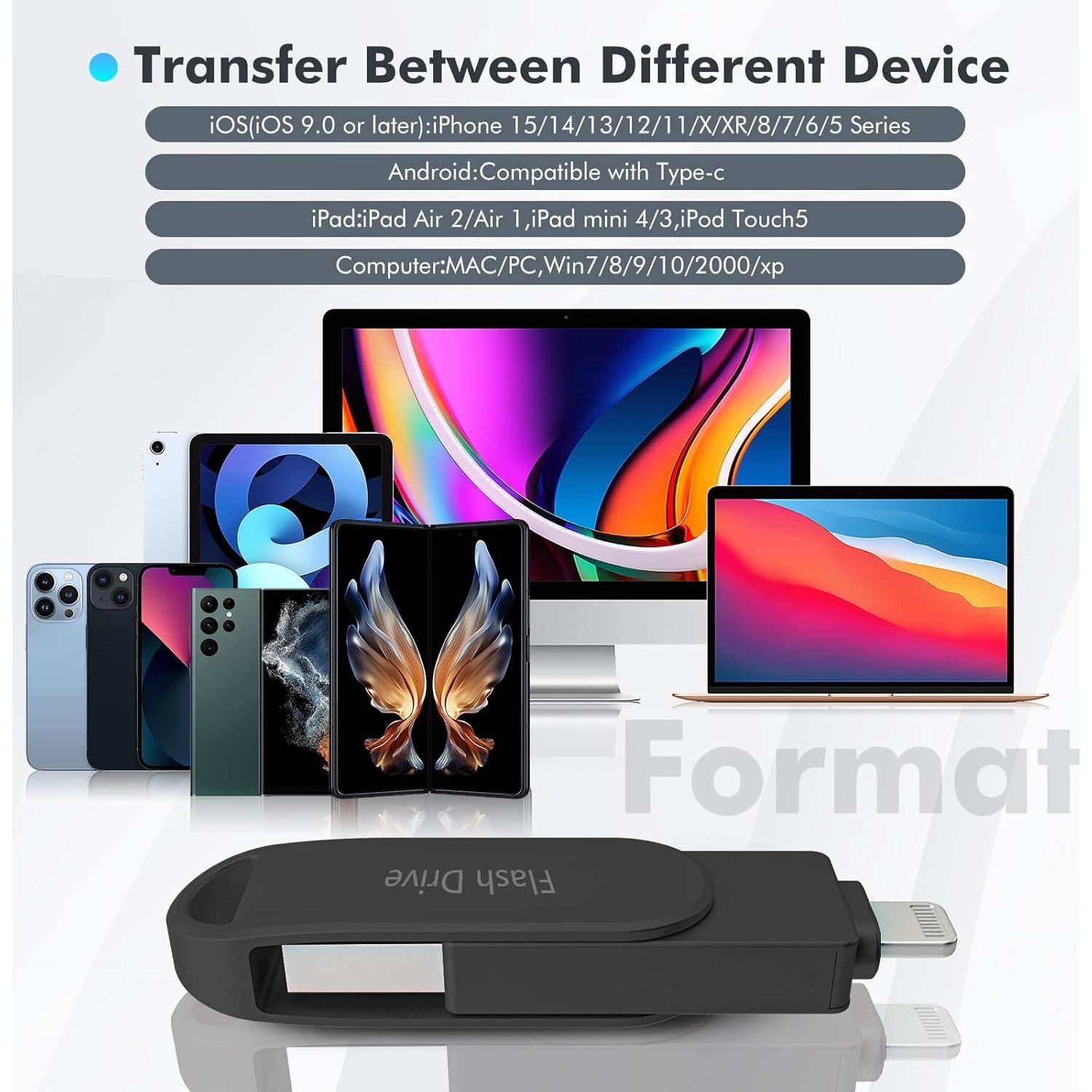 Unidad Flash 512GB Kcsbaui MFi para iPhone y Android