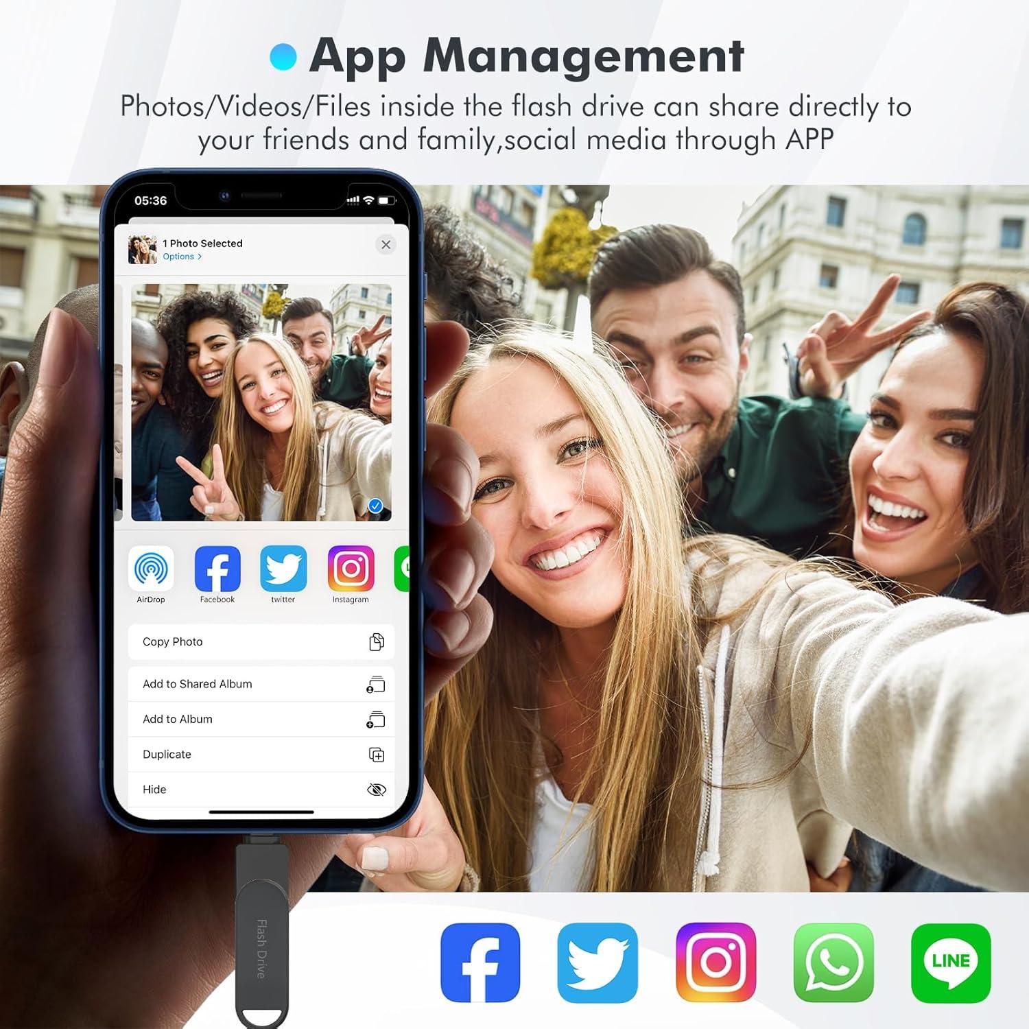 Unidad Flash 512GB Kcsbaui MFi para iPhone y Android